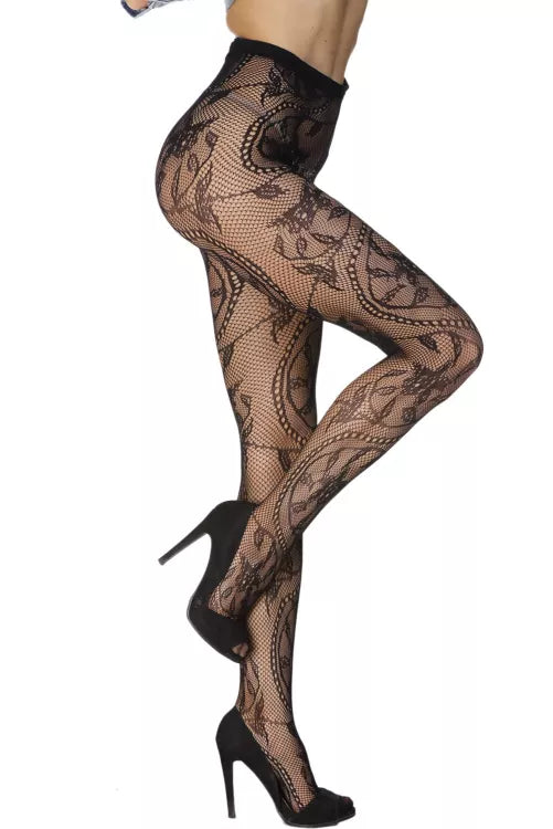 Pantie medias con diseño de hojas