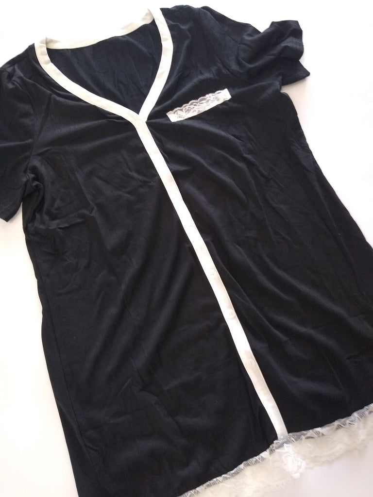 Pijama vestido tipo camisero negra