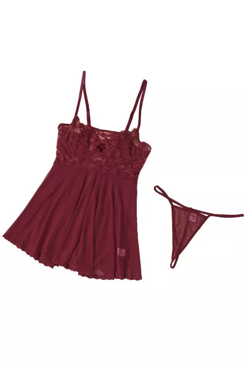 Babydoll con varilla y tanga