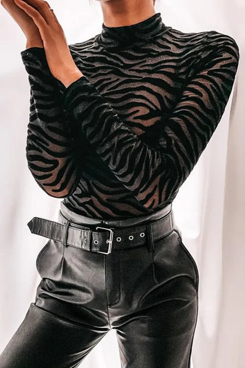 Body con estampado tipo cebra de terciopelo