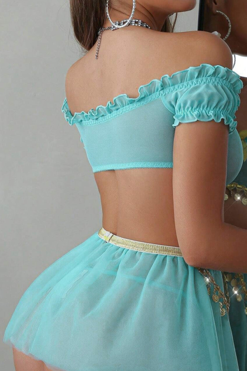 Coordinado con faldita y detalles color dorado