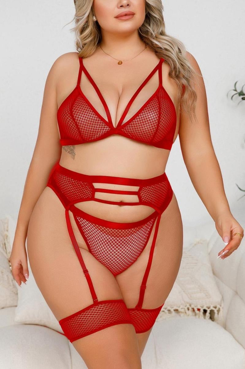 Liguero con red floral y arnés