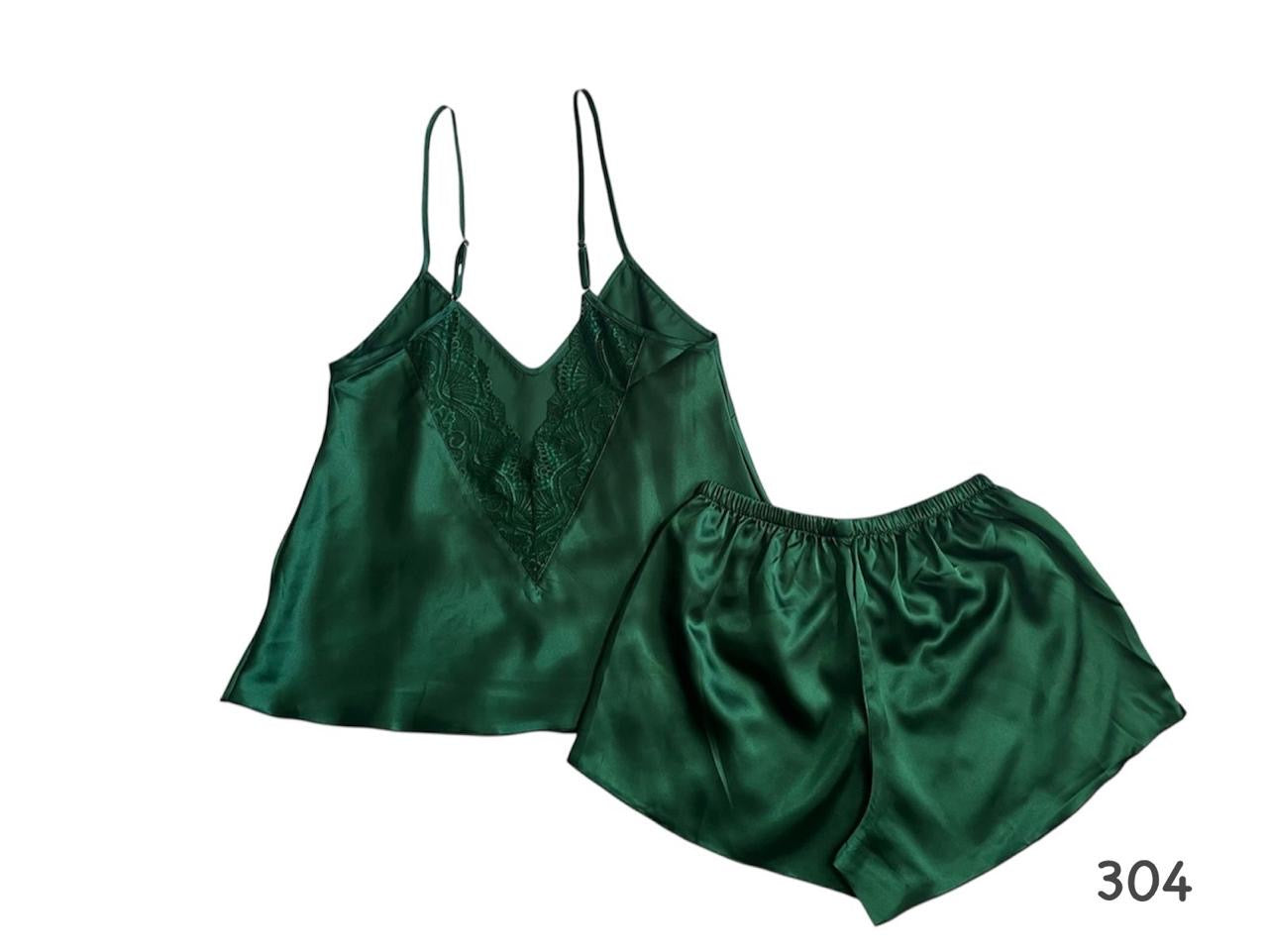 Pijama con escote en V y encaje