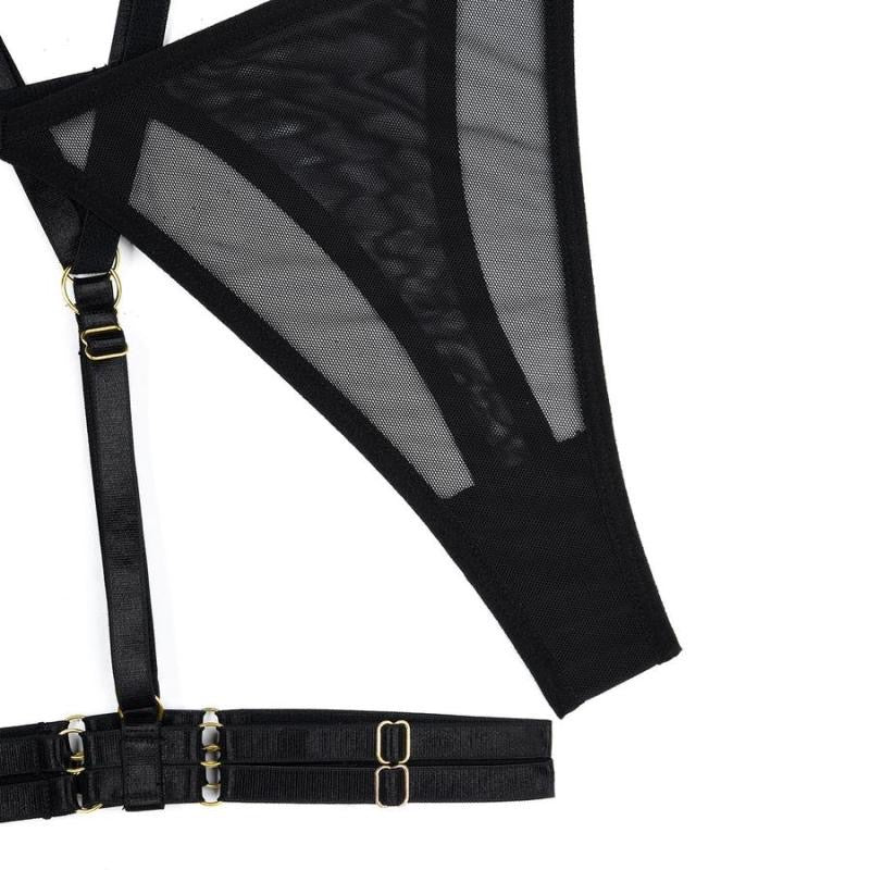 Coordinado transparente con liguero