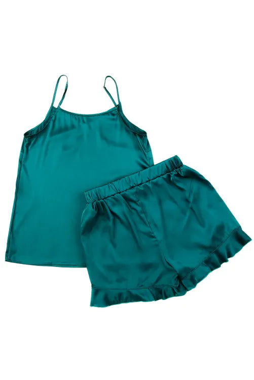 Pijama de satín con holan en el short