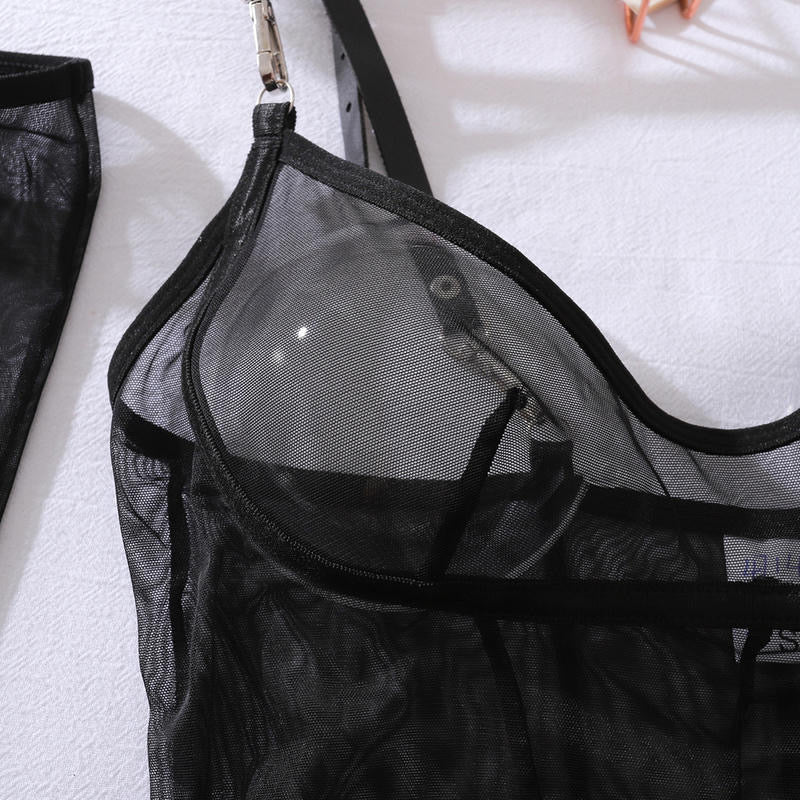 Baby doll transparente con guantes