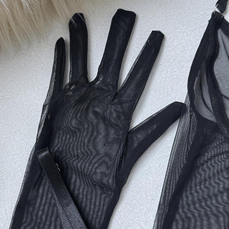 Baby doll pegado transparente con guantes