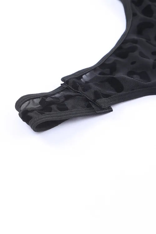 Body con estampado tipo leopardo de terciopelo