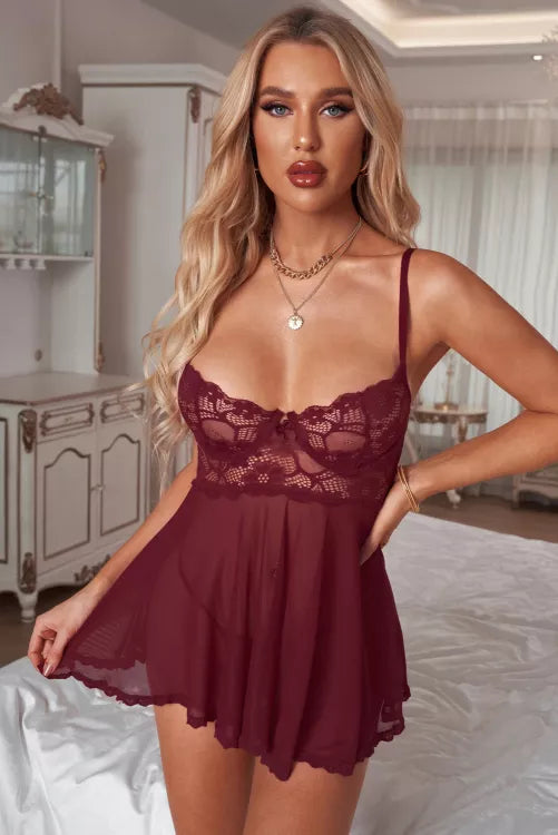 Babydoll con varilla y tanga