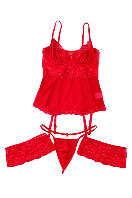 Baby doll con liguero y ligas