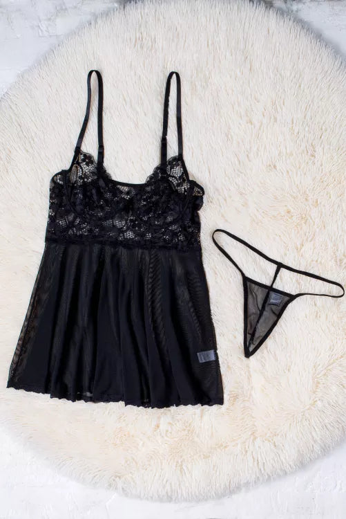 Babydoll con varilla y tanga