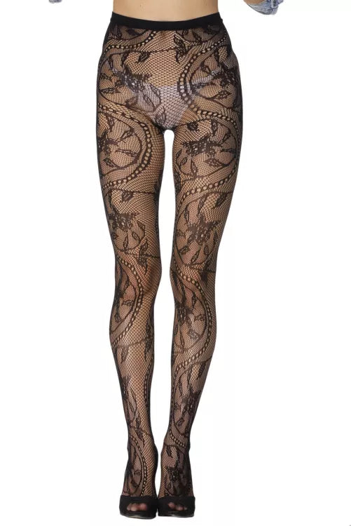 Pantie medias con diseño de hojas