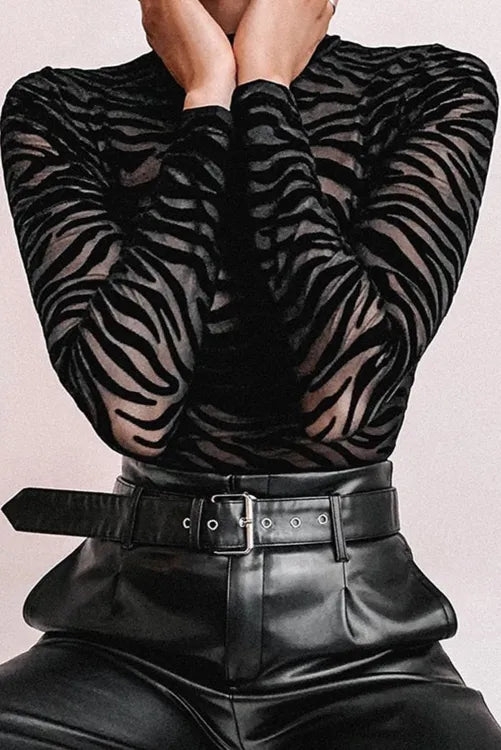 Body con estampado tipo cebra de terciopelo