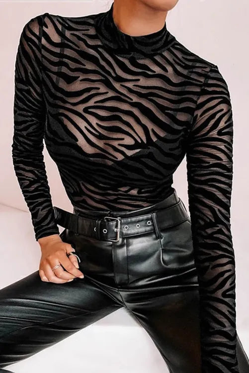 Body con estampado tipo cebra de terciopelo