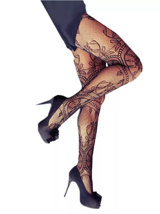 Pantie medias con diseño de hojas