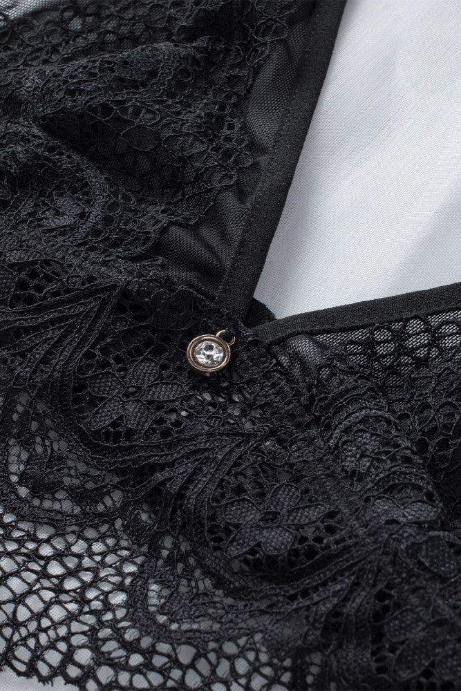 Coordinado de encaje con pantie tiro alto