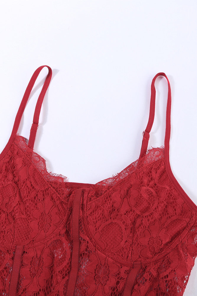 Body de encaje con cinta en el abdomen